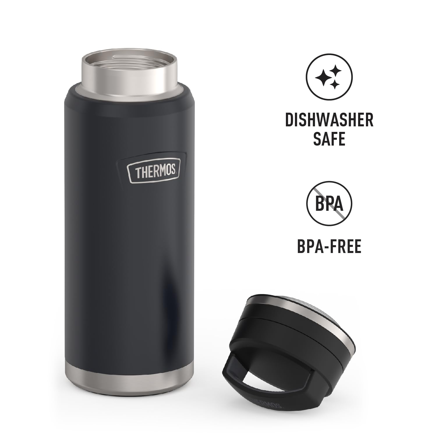 THERMOS ICON SERIES Stainless Steel Dual Temperature Beverage Bottle, 40 oz, Graphite