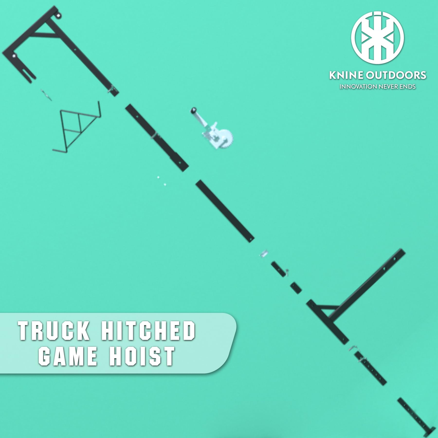 KNINE OUTDOORS Portable Game Hoist with 600 Pounds Capacity Truck Hitch Mount Deer Hanger with 360 Degree Swivel Complete Hoist Kit with Winch and Gambrel for Hunting Season Game up to 600lbs