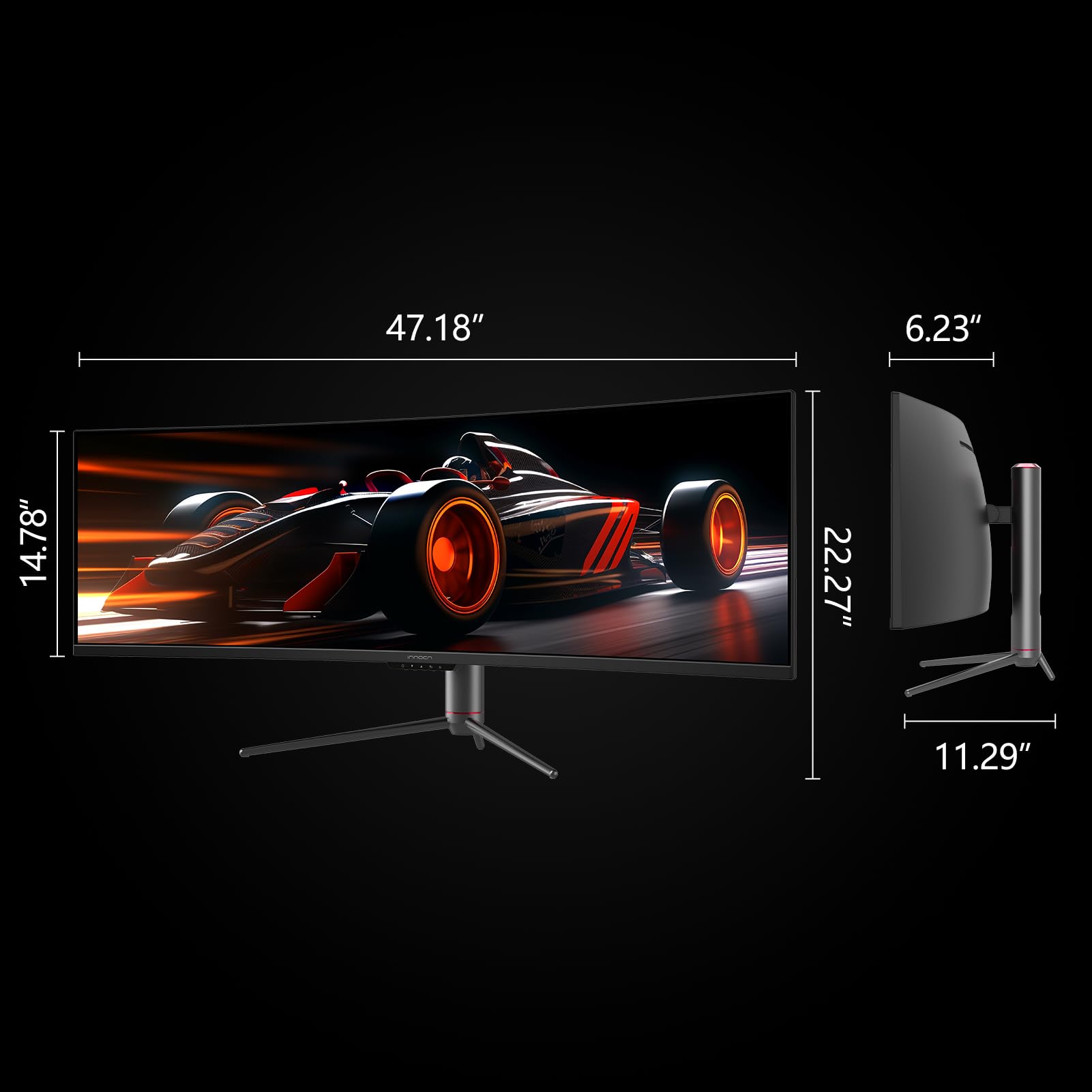 INNOCN 49" Curved Monitor Ultrawide Gaming 120Hz 32:9 QHD 5120 x 1440P Computer Monitor, R1800, 99% sRGB, HDR400, USB Type C, DisplayPort, HDMI, Built-in Speakers, Height/Tilt Adjustable - 49C1R