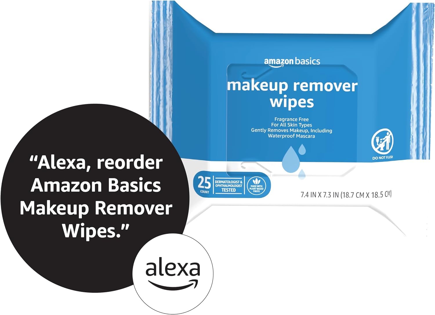 Amazon Basics Fragrance Free Makeup Remover Wipes, 25 wipes