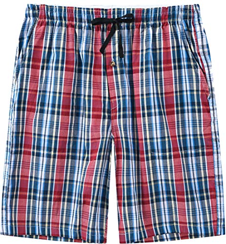 MoFiz Men's Pajama Bottom Plaid Sleep Lounge Summer House Sleepwear Shorts 3-Pack Size S