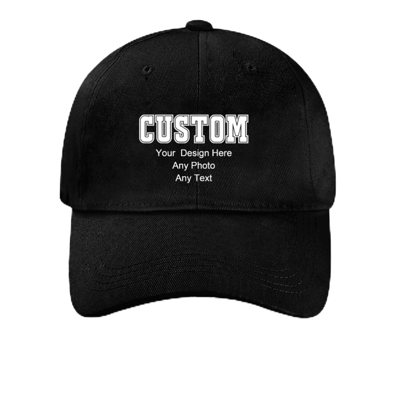 Custom Baseball Cap for Men Women - Personalized Trucker Hat, Design Your Own Logo & Text, Adjustable Sun Hat for Gifts (Black)