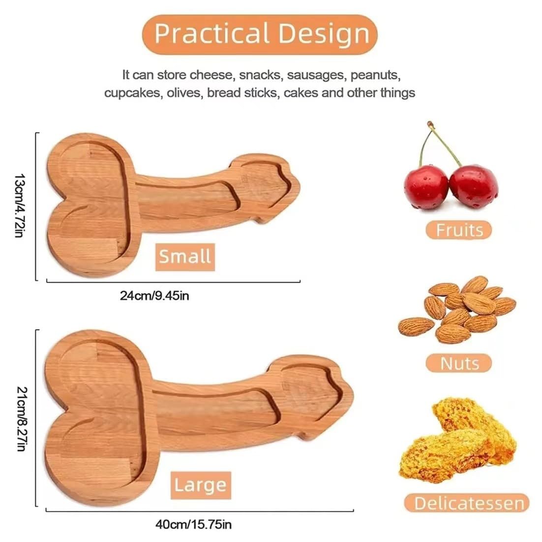 Bachelorette Party Decorations, Large 15.75 inch Wood Hen Aperitif Board Cutlery Tray Bachelorette Party Naughty Plate Fruit Tray Appetizer Plate for Bridal Shower Party Supplies (Large left)