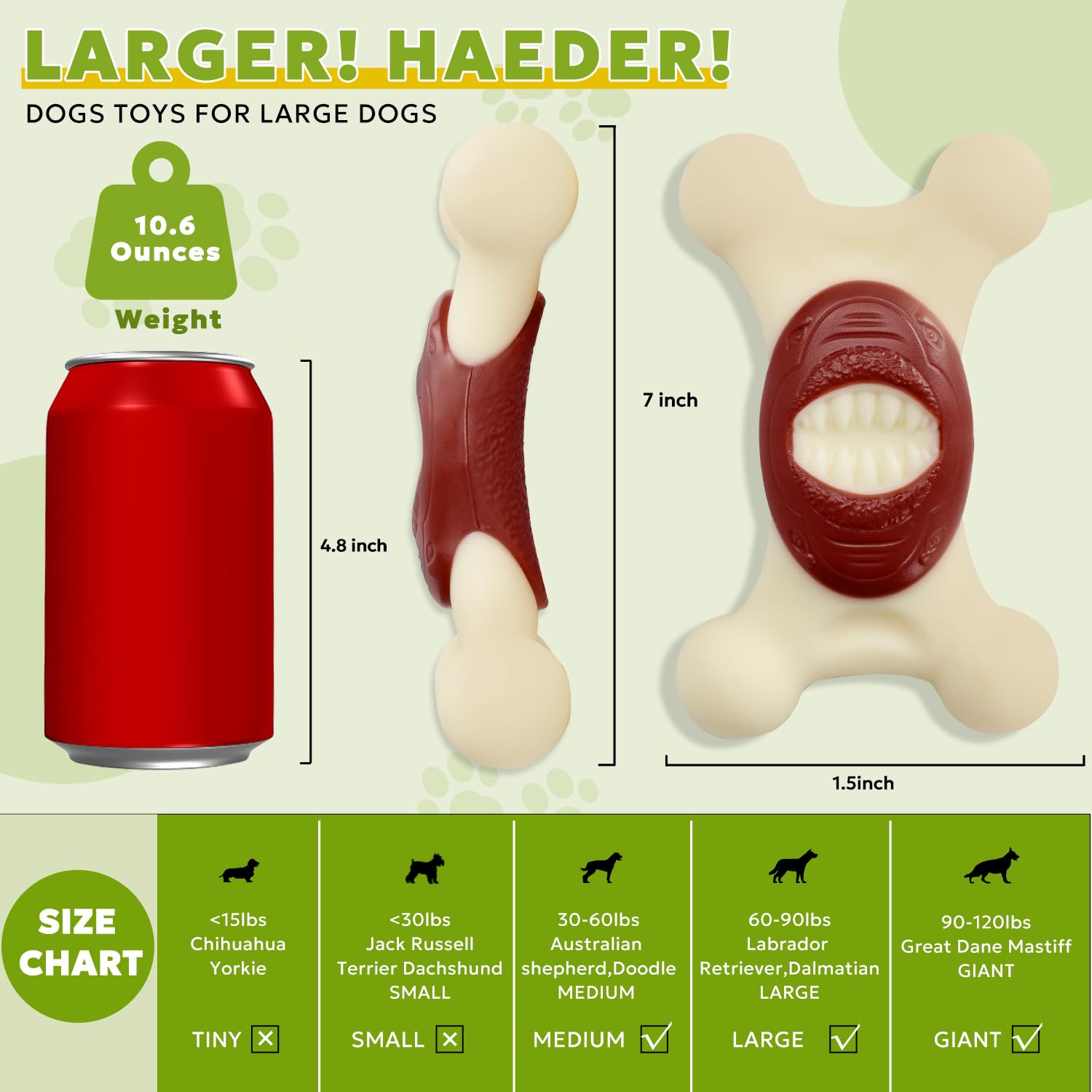 FRLEDM Dog Toys for Aggressive Chewers Indestructible Dog Toys Real Bacon/Beef Flavored Nylon Durable Dog Teething Chew Toys Bones for Large/Medium/Small Puppies