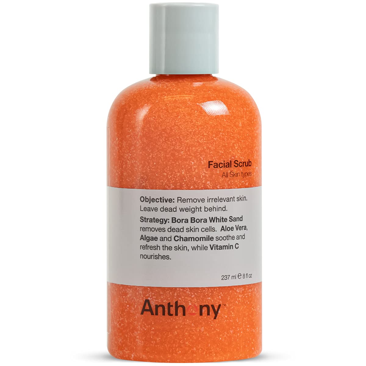 Anthony Facial Scrub – Men’s Exfoliating Face Wash with Vitamin C, Aloe, Chamomile and Algae for Deep Cleansing and Detoxifying 8 Fl Oz