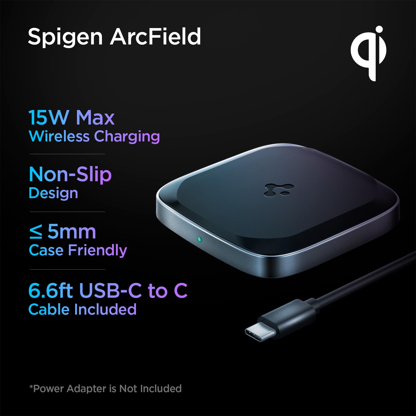 Spigen Wireless Charger, Fast 15W Wireless Charging Pad for Qi Enabled Galaxy S24 Ultra Plus Z Fold Flip 5 4 3 S23 S22 FE Note 20 Pixel 8 Pro Fold 7 6 iPhone 15 14 13 12 SE Max [No Adapter Included]