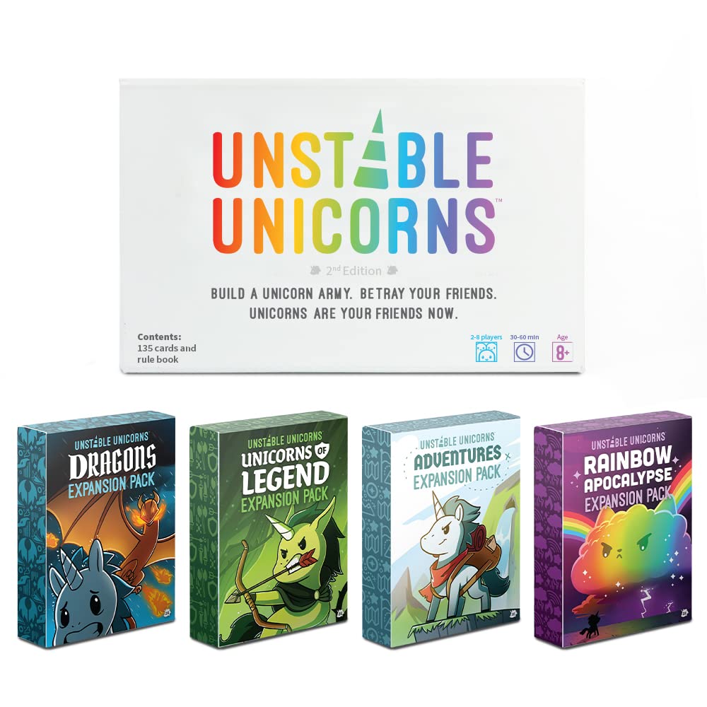 Unstable Games - Unstable Unicorns Base Game - Competitive Award-Winning Card Game For Kids, Teens, Adults - 2-8 Players, Easy, Quick