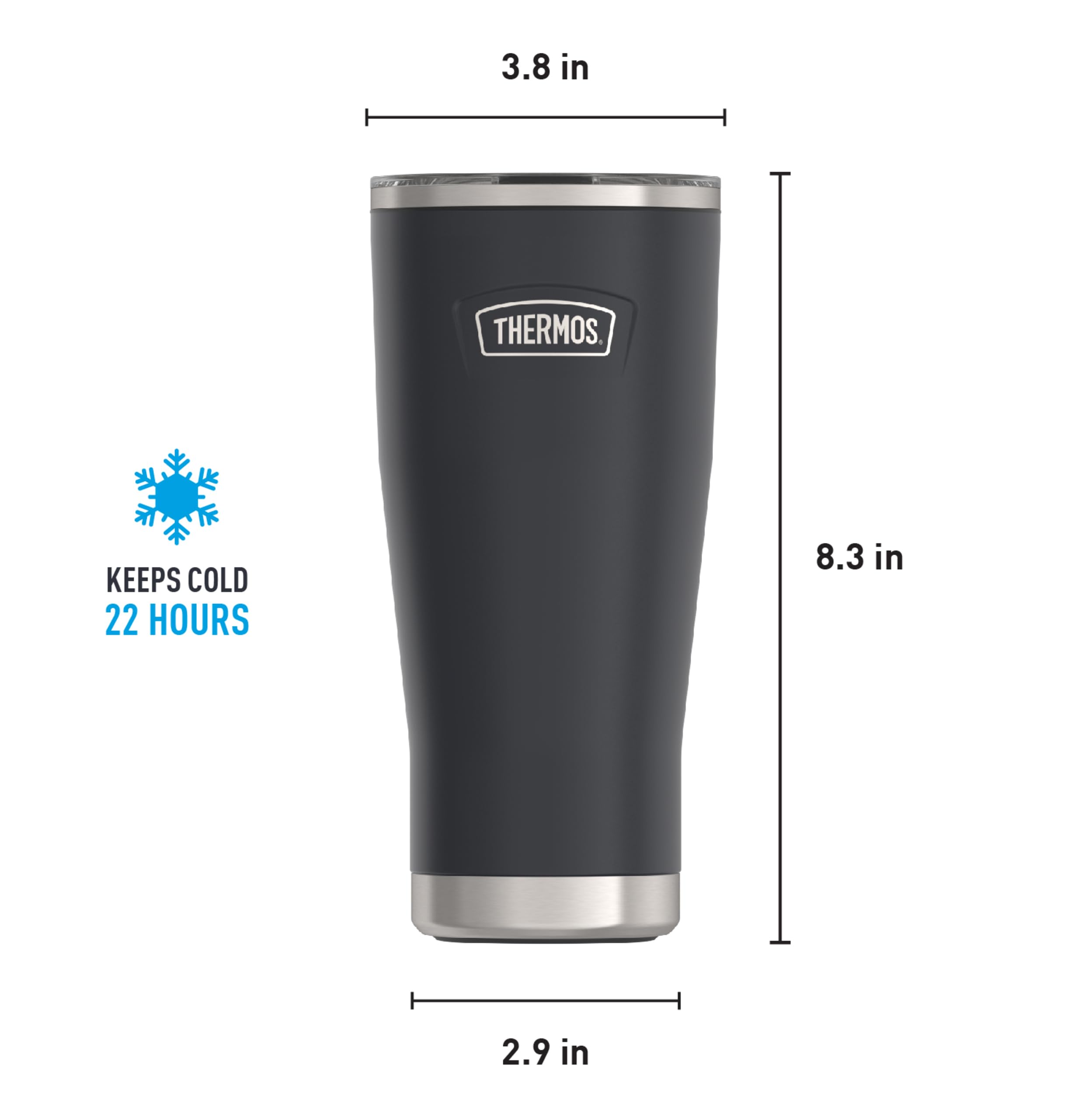 THERMOS ICON SERIES Stainless Steel Cold Tumbler with Slide Lock, 24 Ounce, Granite