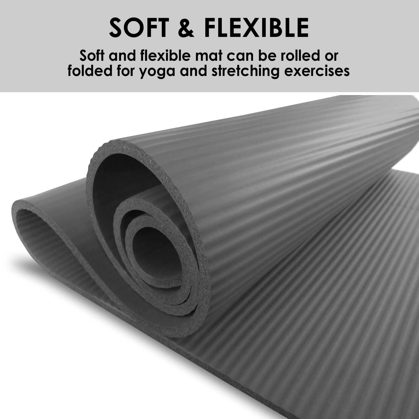 YAMAZEN 72"X24" Extra 10mm, 2/5 inch thick Yoga Workout Mat for Home Gym Exercise | All Purpose Mat with Strap