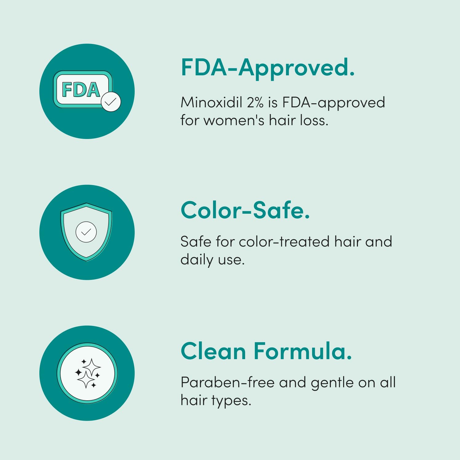 hers Triple Threat Shampoo, Conditioner, and 2% Minoxidil Set - Biotin, Saw Palmetto, & Pumpkin Seed Oil - Supports Hair Regrowth for Women - Color-Safe & Paraben-Free - Napa Rose Scent - 3 Count