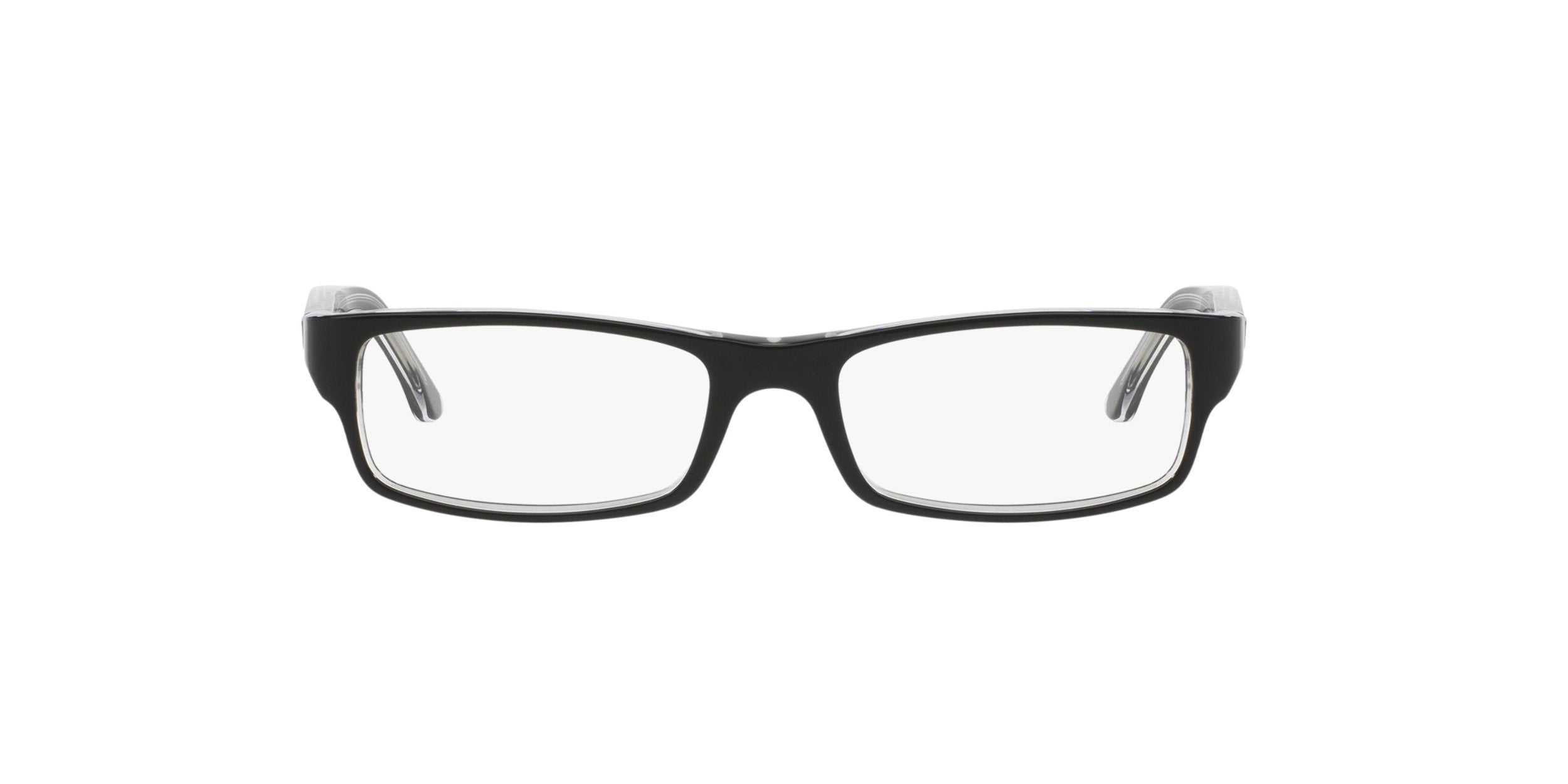 Ray-Ban RX5114 Rectangular Prescription Eyeglass Frames, Black On Transparent/Demo Lens, 54 mm