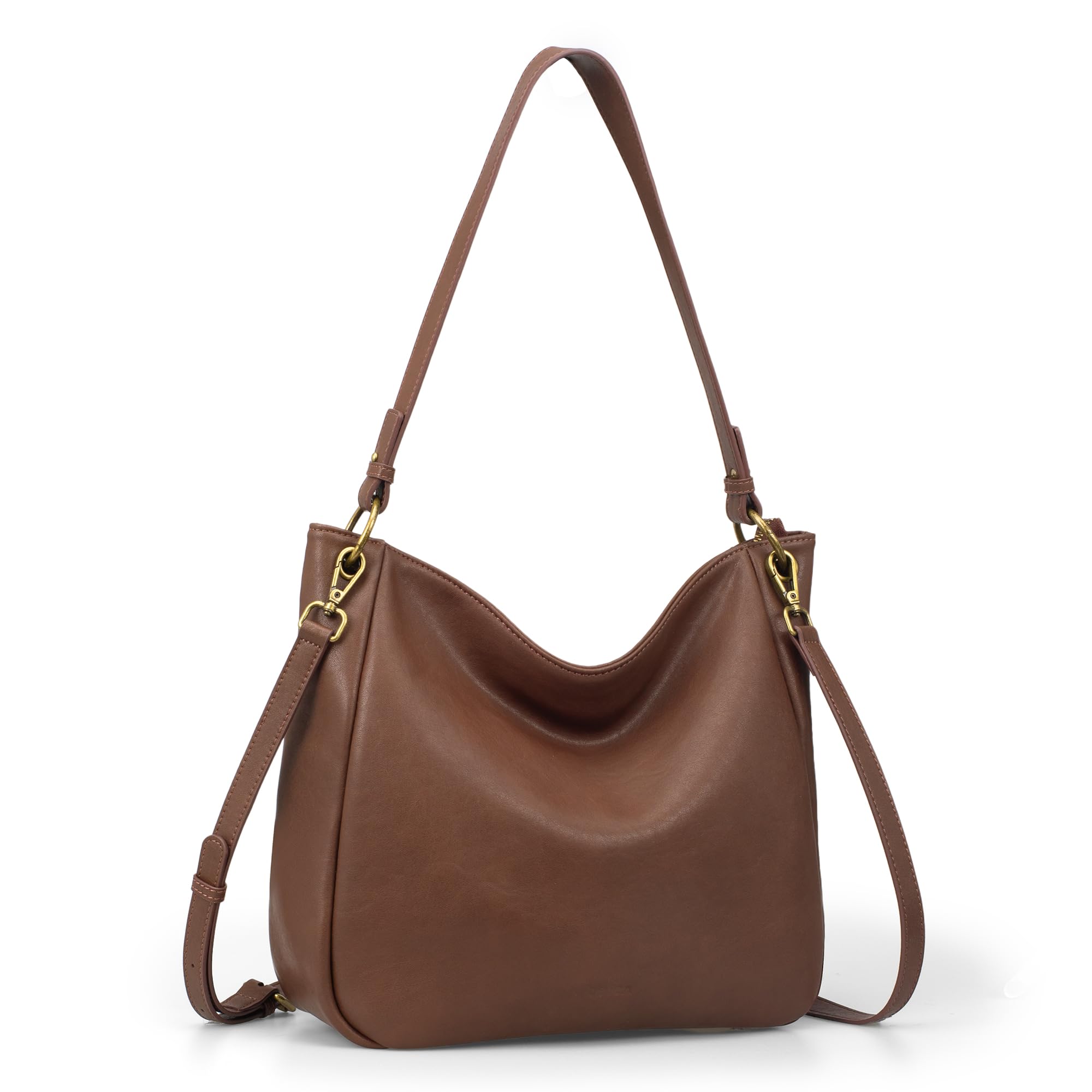 befen Genuine Leather Crossbody Bags for Women, Brown Leather Hobo Bags Vintage Crossbody Purse Designer Leather Shoulder Bags with 2 Detachable Straps Trendy Soft Womens Shoulder Handbags for Travel
