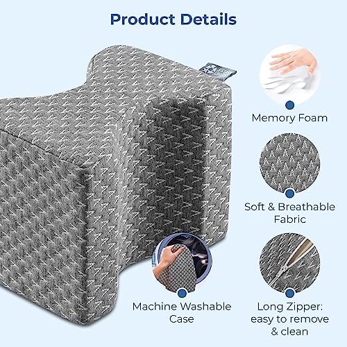 5 STARS UNITED Knee Pillow for Side Sleepers - Memory Foam Leg Pillow for Side Sleeping - Between Legs Pillow for Hip and Lower Back Pain - Sciatica Pain Relief