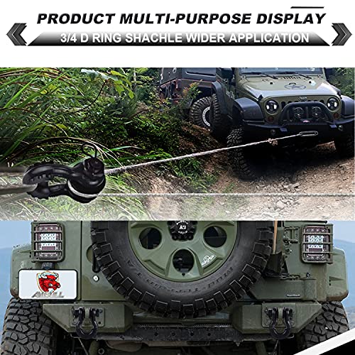 AMBULL Upgraded Snatch Block, 3/4" D Ring Shackle (2 Pack) 22,000lb Break Strength with Towing Pulley, Heavy Duty Offroad Recovery Accessory for Truck, Tractor, ATV & UTV - Black