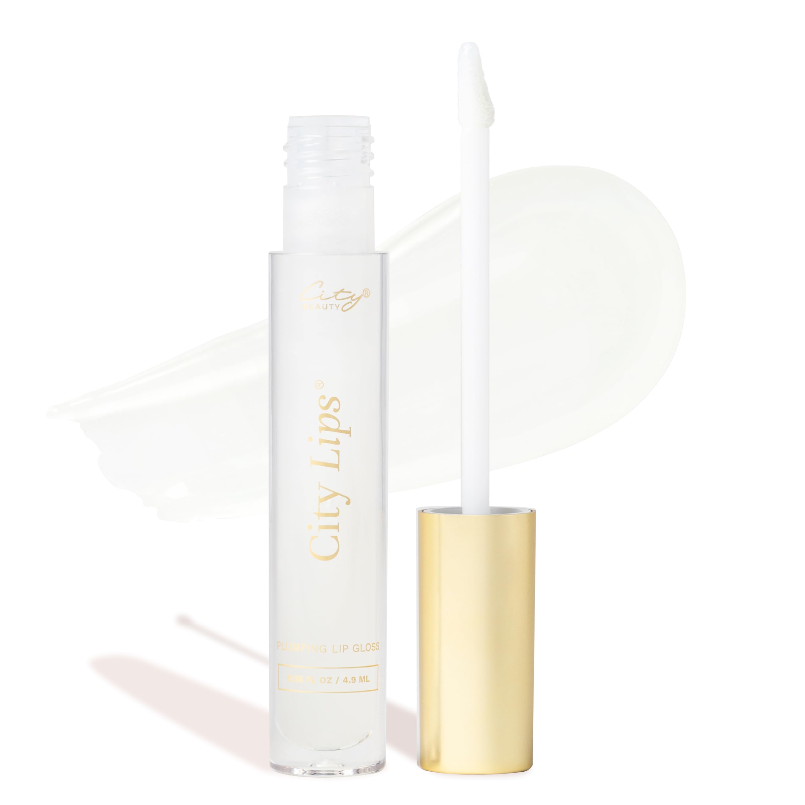 City Beauty City Lips Clear - Plumping Lip Gloss - Hydrate & Volumize - High Shine Lip Plumper - Hyaluronic Acid & Peptides Visibly Smooth Lip Wrinkles - Cruelty-Free