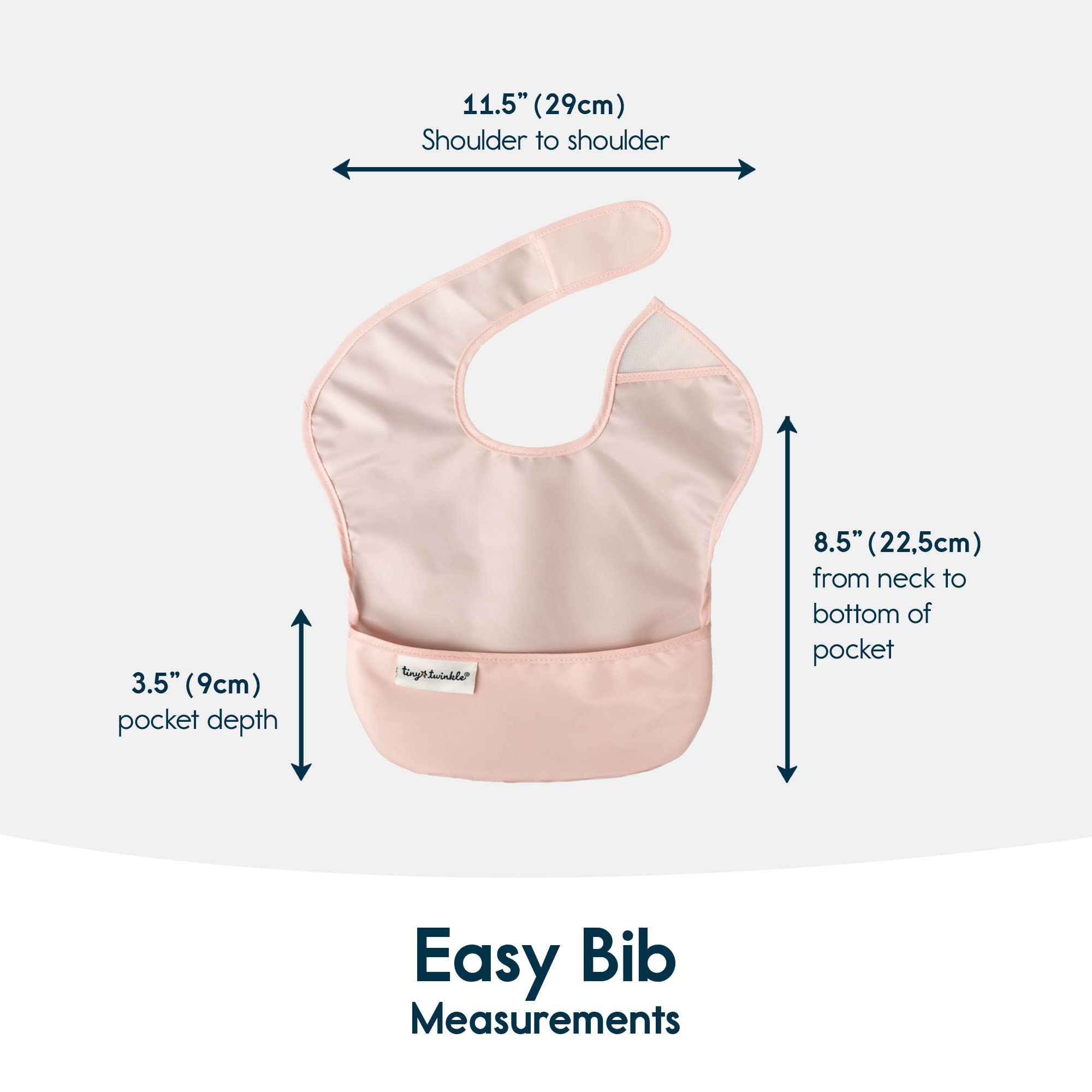 Tiny Twinkle Mess-Proof Baby Bib - Waterproof Bib for Baby Girl - Machine Washable - Adjustable Closure - PVC BPA & Phthalate Free - Great for Travel - Baby Food Bibs (3 Pack, Blush, Burgundy)