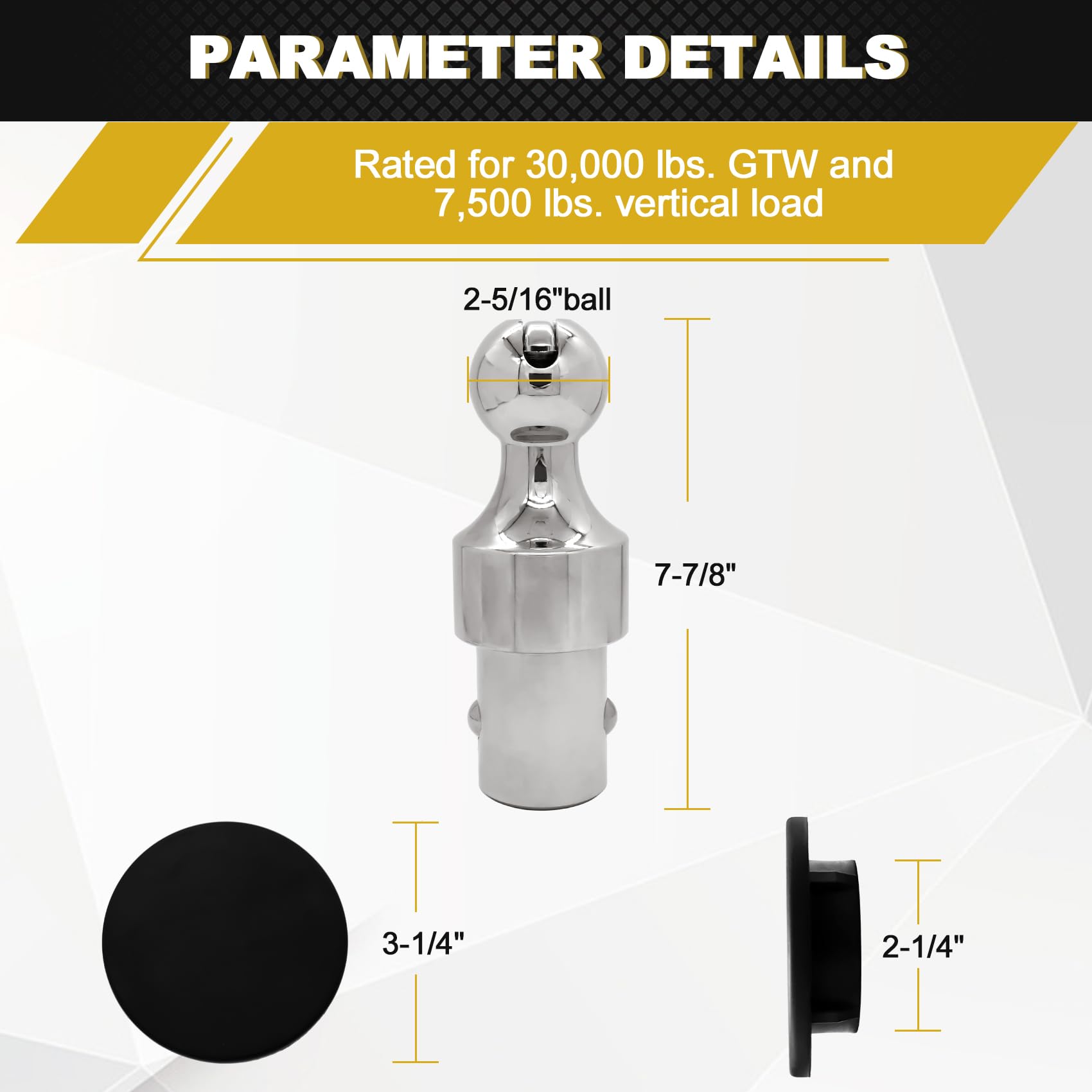 2-5/16 Inch Puck System Gooseneck Hitch Ball, Compatible with 2013-2025 Ford F250 F350 F450, 2016-2025 Chevrolet Silverado, GMC Sierra, Nissan Titan XD & 2013-2025 Dodge RAM 2500 3500, Replace# 60629