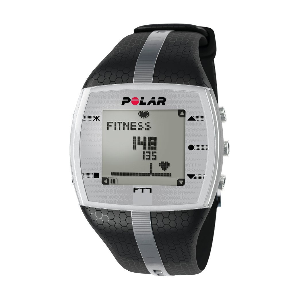 POLAR FT7 Men's Heart Rate Monitor Watch M- XXL Strap (Black/Silver)