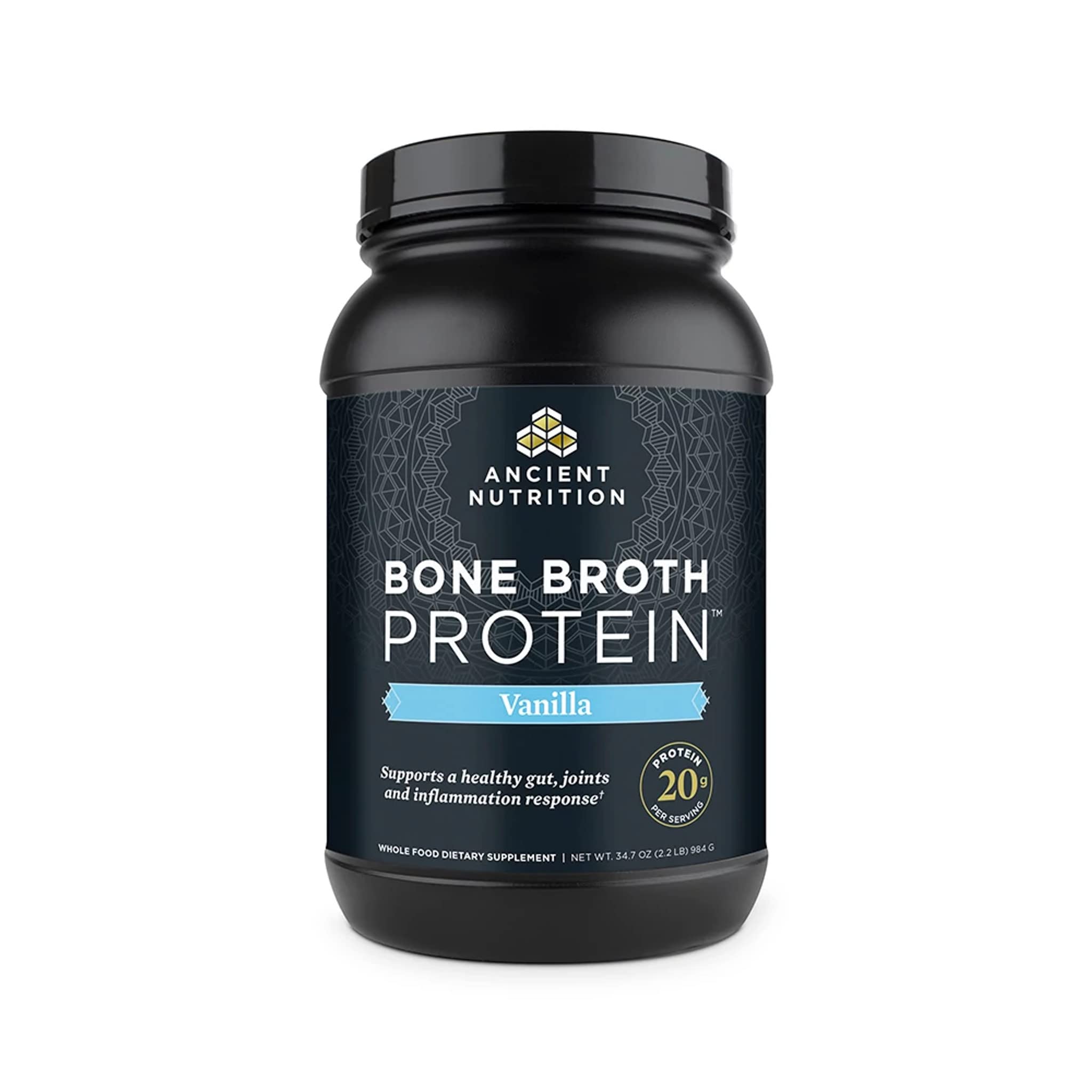 Ancient Nutrition Protein Powder Made from Real Bone Broth, Vanilla, 20g Protein Per Serving, 40 Serving Tub, Gluten Free Hydrolyzed Collagen Peptides Supplement, Great in Protein Shakes