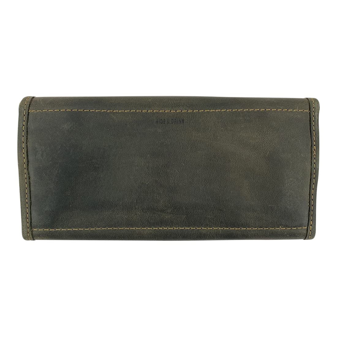 Hide & Drink, Snap Clutch Wallet for Women, Money Holder and Card Organizer with Zippered Pouch, Full Grain Leather, Handmade, Dark Jade