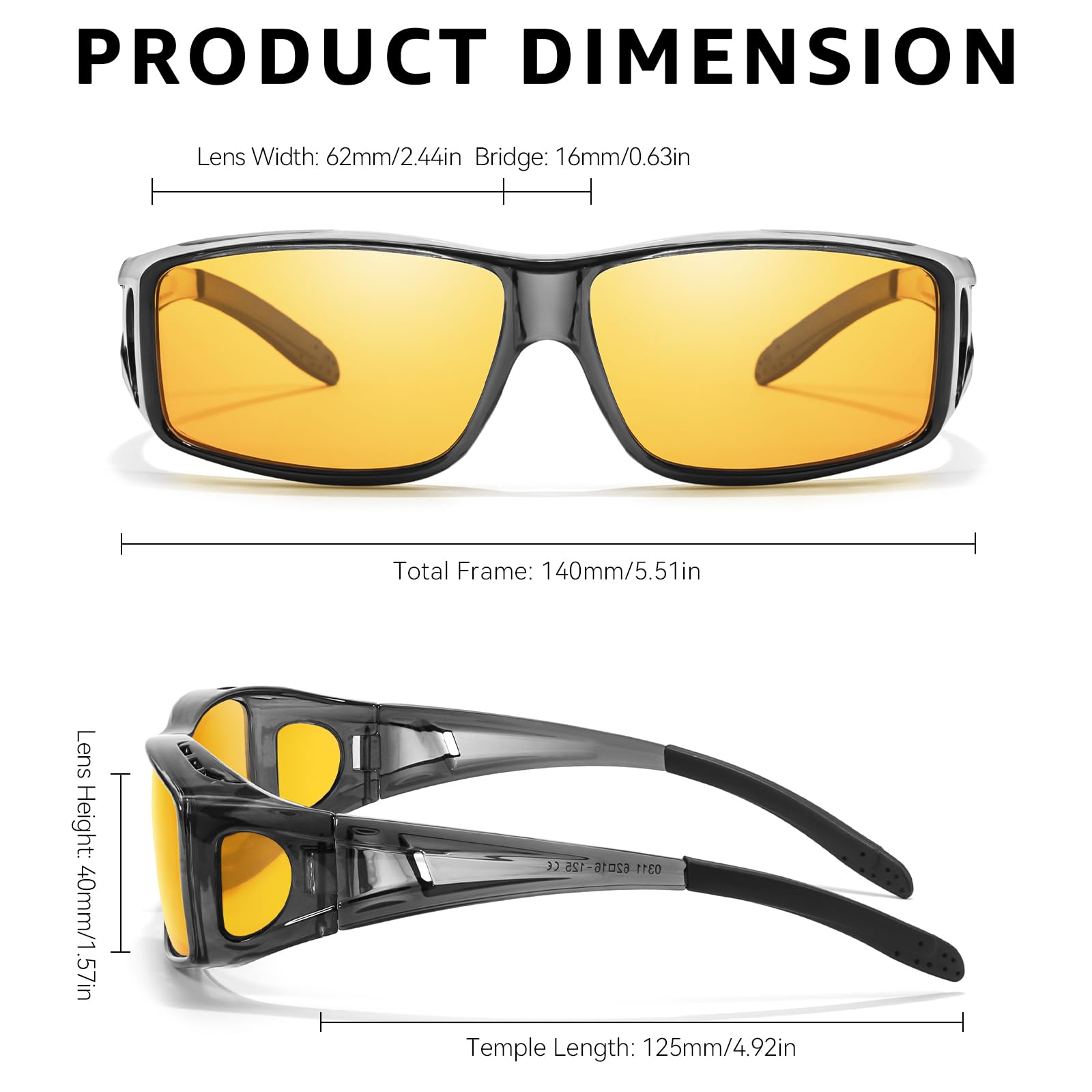 TJUTR Blue Light Blocking Fit Over Glasses for Women Men, Computer Gaming Glasses Anti Eyestrain, Sleep Better TB0311