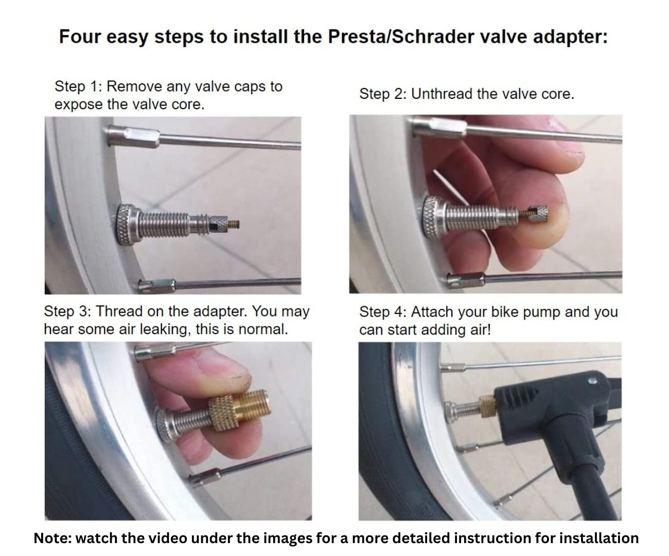 Presta to Schrader Valve Adapter for Bike, Inflate Presta Valve Tire with Air Compressor or Regular Bike Pump Brass, 5 Pieces