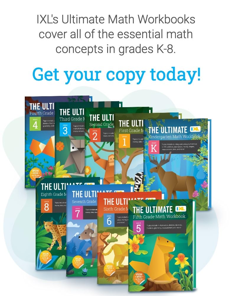 IXL The Ultimate 7th Grade Math Workbook, Middle School Books for Kids Ages 12-13 Covering Geometry, Algebra, Probability, Ratio, and More Mathematics
