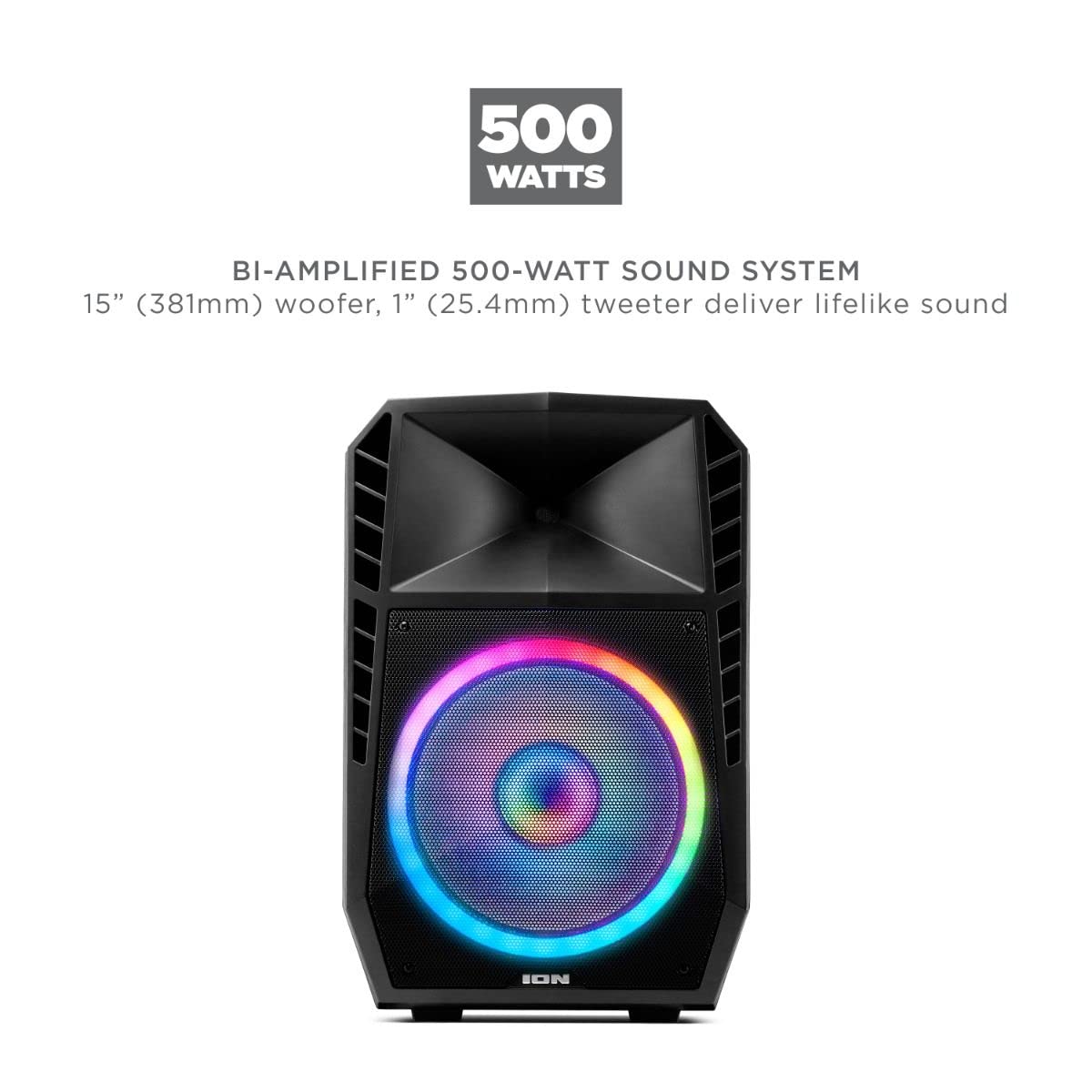 ION Audio Total PA Spartan High-Power Bluetooth Speaker System with Premium Audio, Party Lights and Microphone (Renewed)