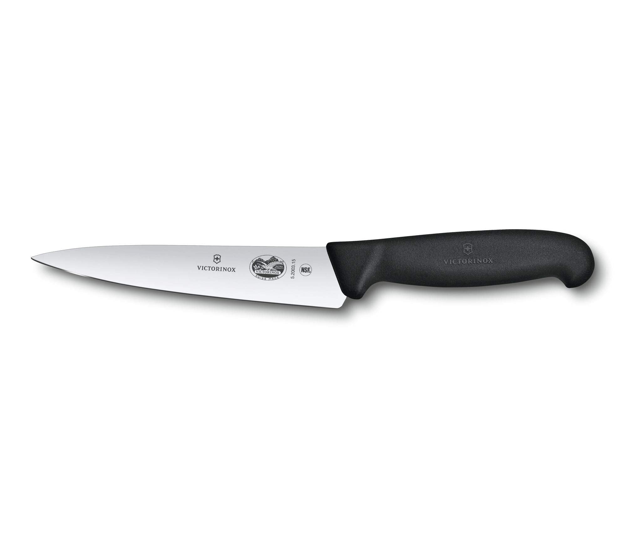 Victorinox Swiss Army 5.2003.15-X8 Fibrox Straight Chef's Knife Black 6 in