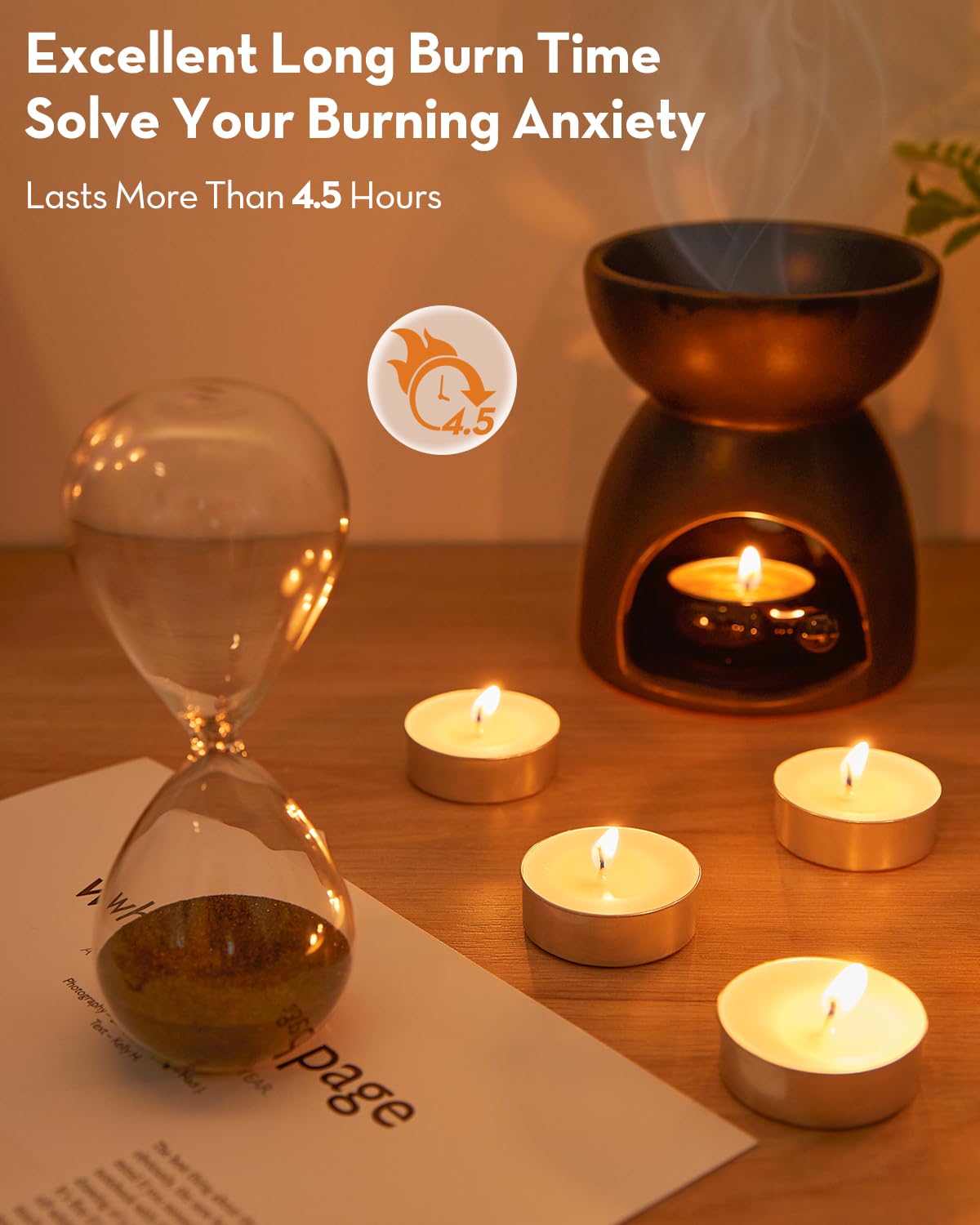 Ashlux Tea Lights Candles 100 Pack[4.5 Hours Long Burning][Burn Clean] Unscented White Tealight Candles Small Mini Tea Candles White Bulk Tea Light Candles for Wax Melt Warm Tea Coffee Power Outages
