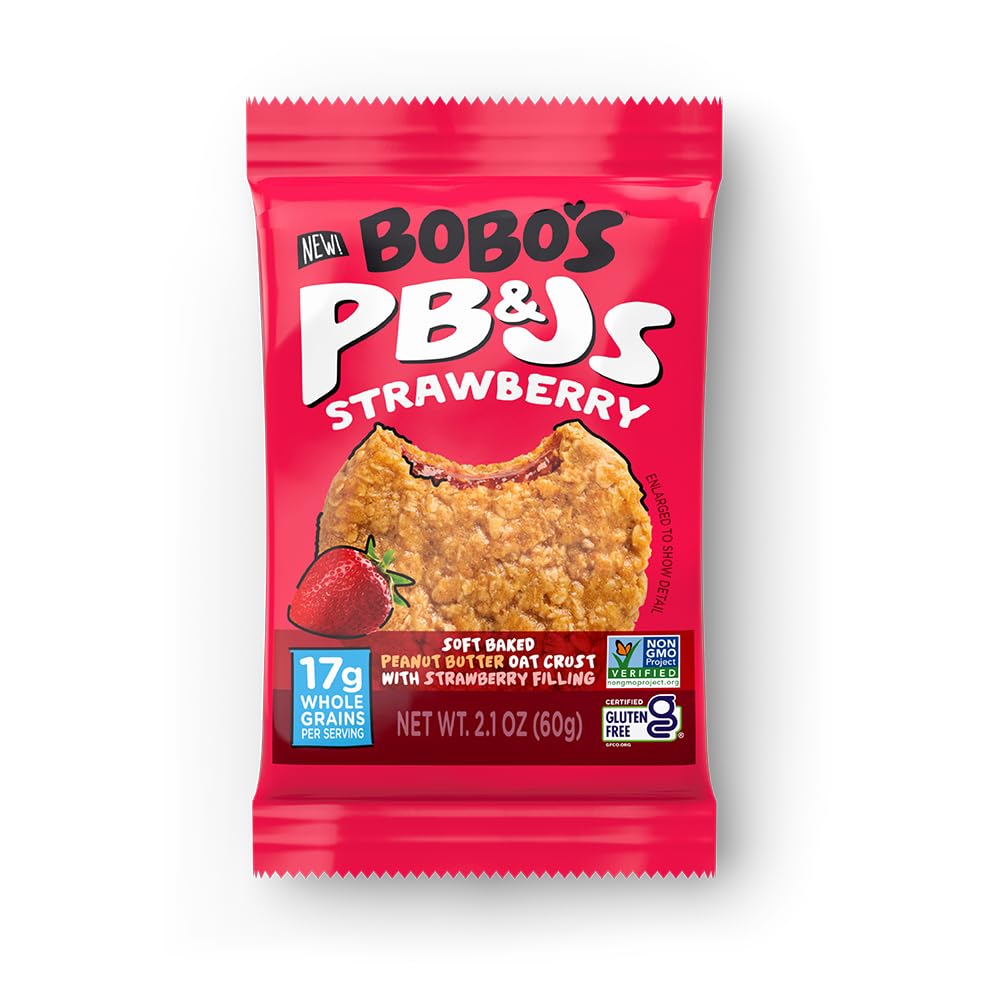 Bobo's Peanut Butter & Strawberry Jelly Oat Snack, 24 Count, Healthy Everyday Snack, a Satisfying Treat that Provides a Quick Energy Boost