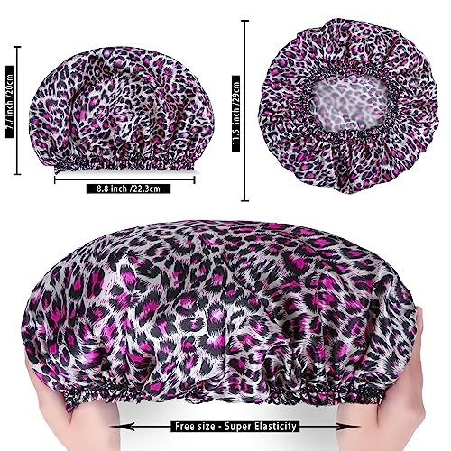 4 PCS Shower Caps for Women, Elastic and Reusable Bath Caps, Double Waterproof Layers Shower Cap, Bathing Shower Caps, Environmental Protection Hair Bath Hat - Printed Color