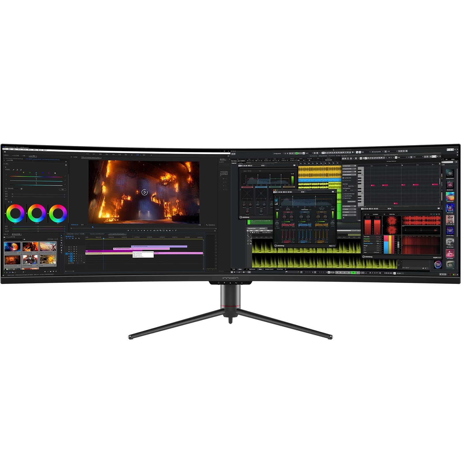 INNOCN 49" Curved Gaming Monitor 144Hz Ultrawide 32:9 WDFHD 3840 x 1080P, R1800, 99% sRGB, HDR400, USB Type C, DisplayPort, HDMI, Built-in Speakers, Height/Tilt Adjustable - 49C1G