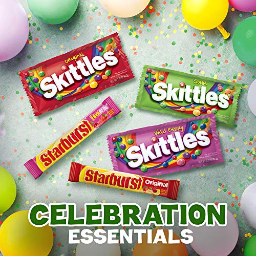 SKITTLES & STARBURST Variety Pack Full Size Chewy Candy Assortment, 37.05 oz, 18 Bars