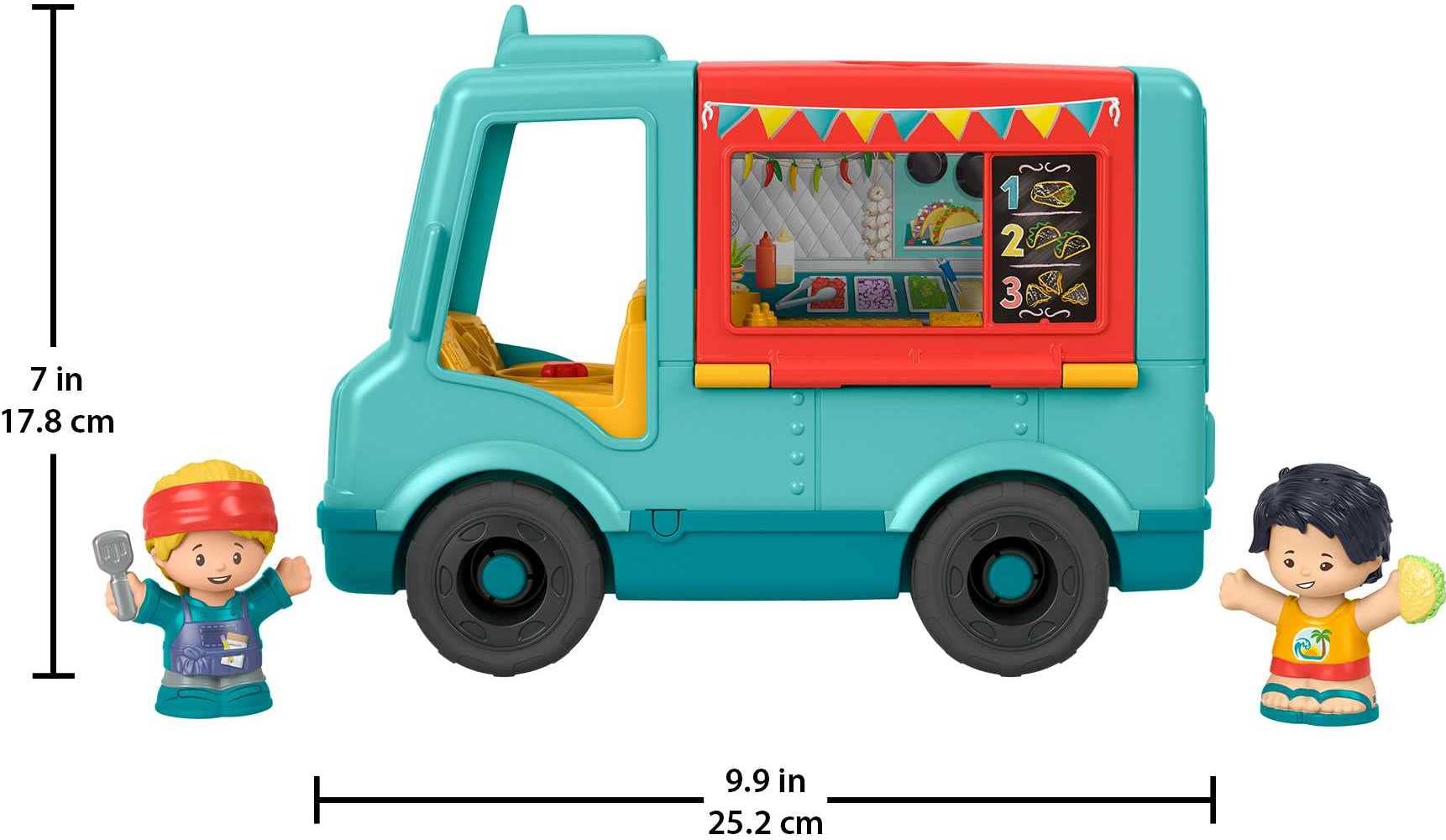 Fisher-Price Little People Musical Toddler Toy Serve It Up Food Truck Vehicle with 2 Figures for Pretend Play Ages 1+ Years