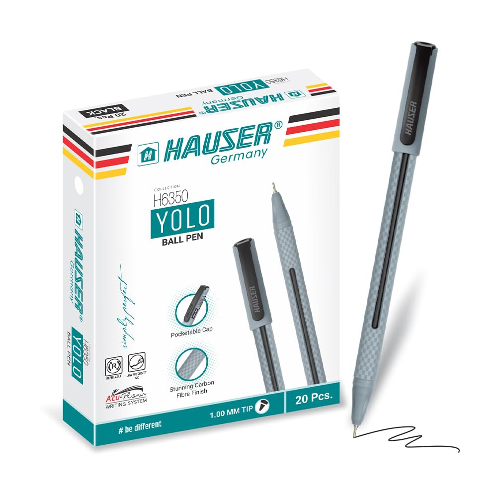 HAUSER YOLO Black Ballpoint Pens 20 Pc, 1.00 MM Bold Pens, Back To School Supplies, Office Pens, Desk Essentials, Education Supplies & Craft Supplies.