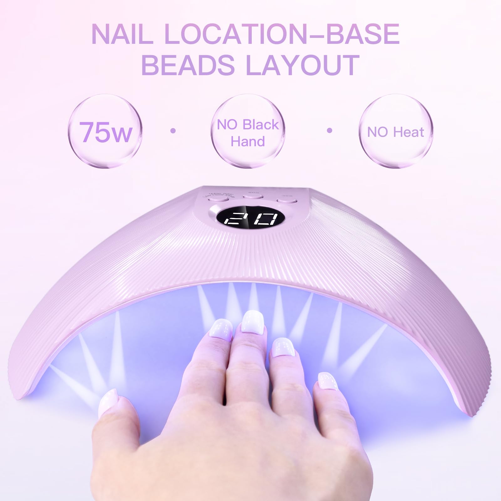 HEBECA UV Light for Gel Nails, 75W Professional UV LED Nail Lamp for Fast Curing Nails, Super-Thin Salon-Grade Nail Dryer with Smart Sensor & 3 Timer Settings & LCD Display X33