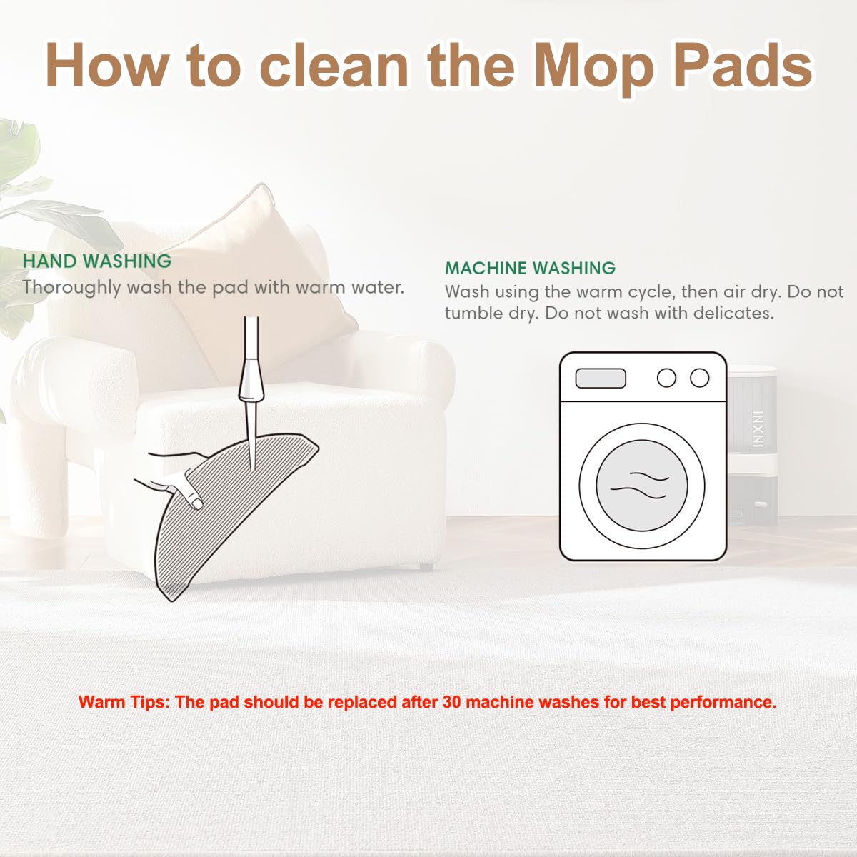4Pc Replacement Mop Pads Cloth Compatible with Irobot Roomba Combo I5, I5+,J5, J5+ Robot Vacuum Cleaner, Washable & Reusable Microfiber Cleaning Pads
