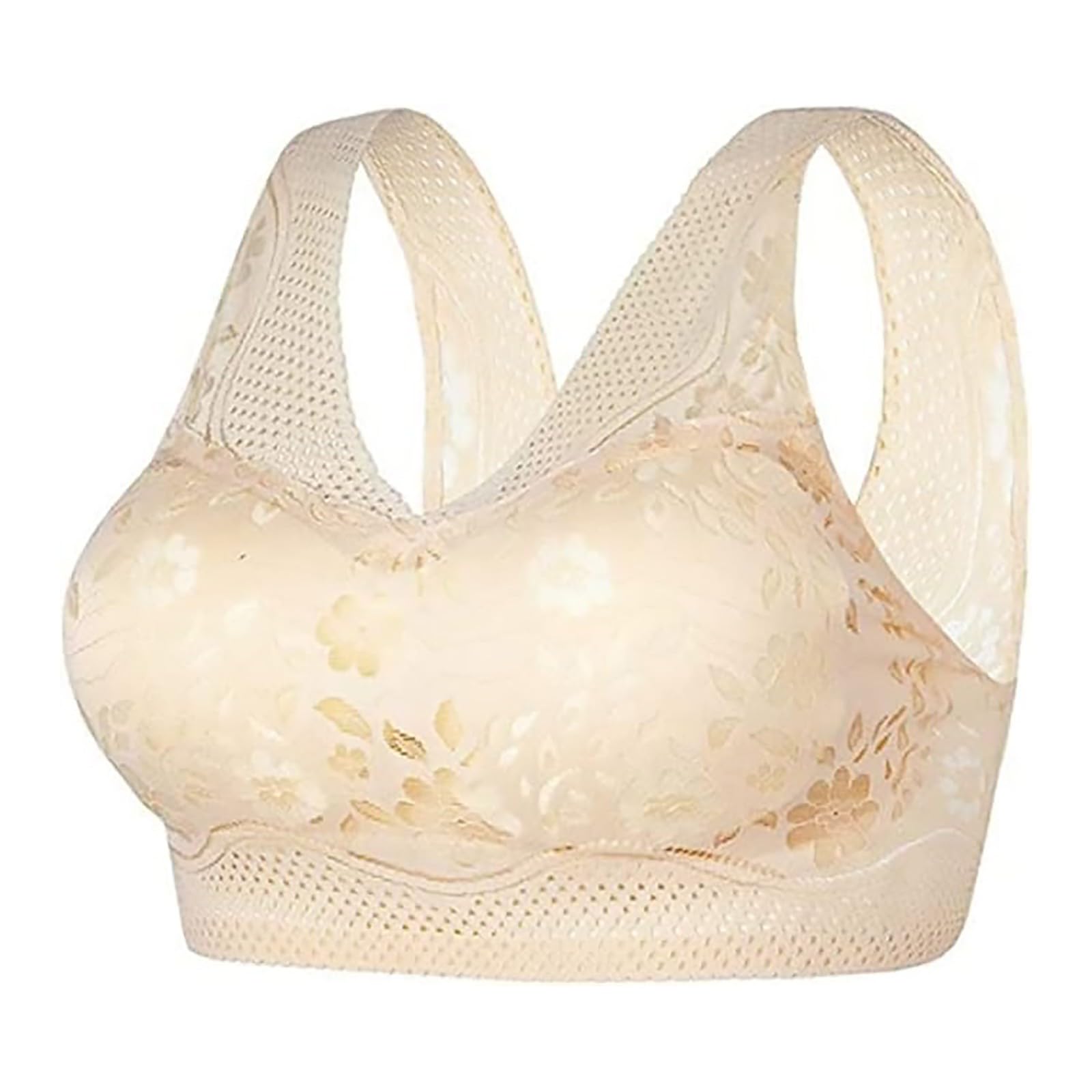 Hatmeo Women's Orthopedic Anti-Sagging Bra Hatmeo Bras for Senior Women Posture Correcting Bra Breathable Push up Bras Beige