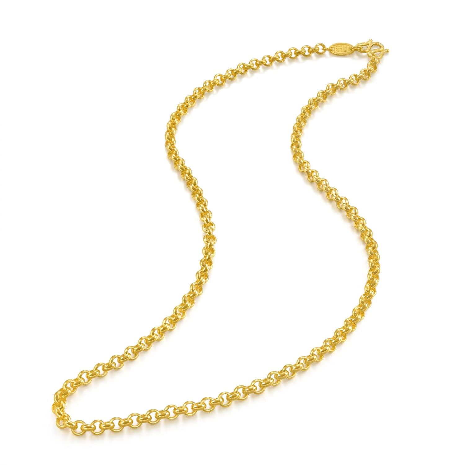 CHOW SANG SANG 999.9 24K Solid Gold Price-by-Weight 20.58g Gold Rolo Chain Belcher Chain Necklace for Women 09461N | 17.7 Inches, (45 CM)