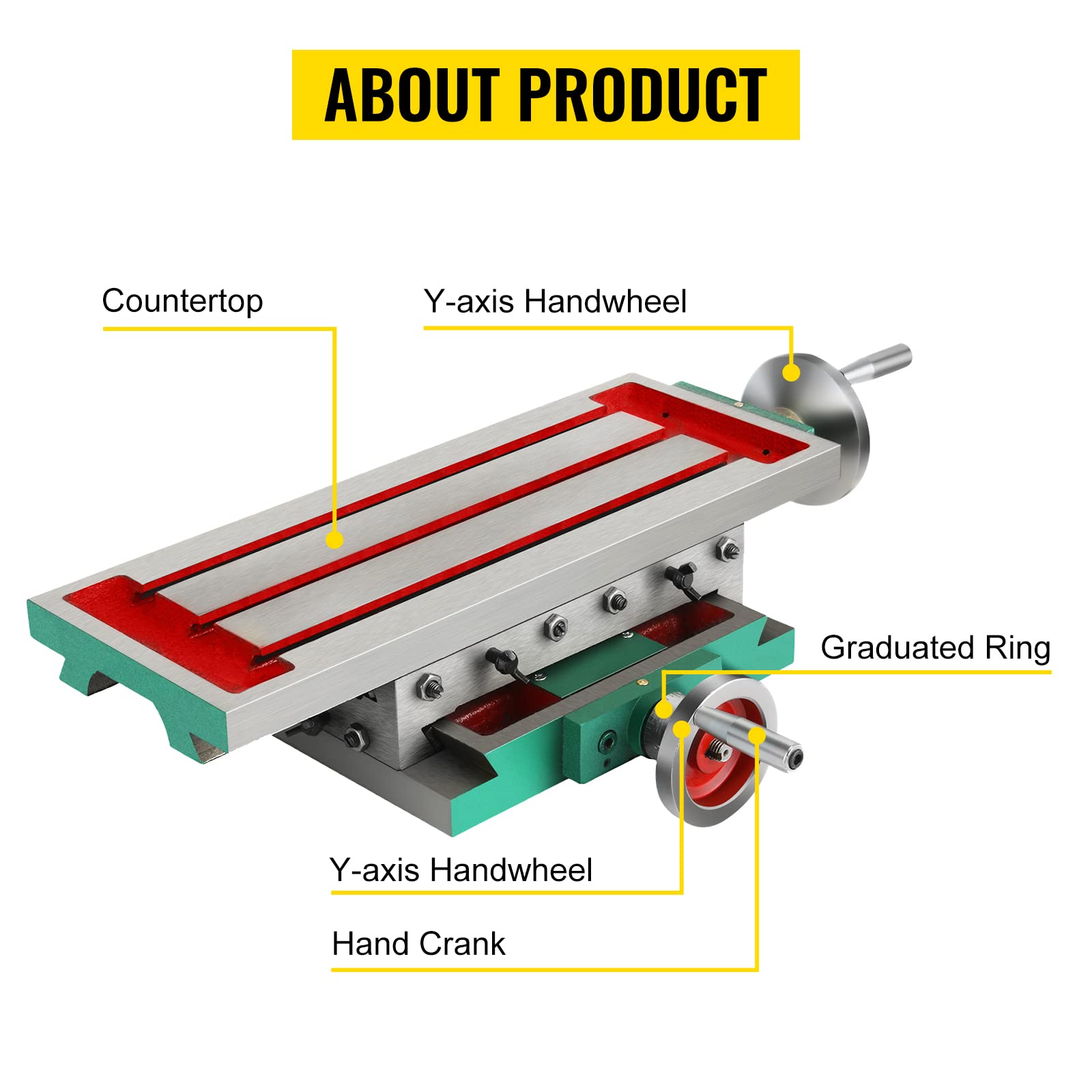 Mophorn Milling Working Table 17.7 X 6.7 Inch, Compound Milling Machine Work Table 2 Axis 4 Ways Move, Multifunction Milling Working Table Heavy-duty Structure,for Milling and Drilling Machine