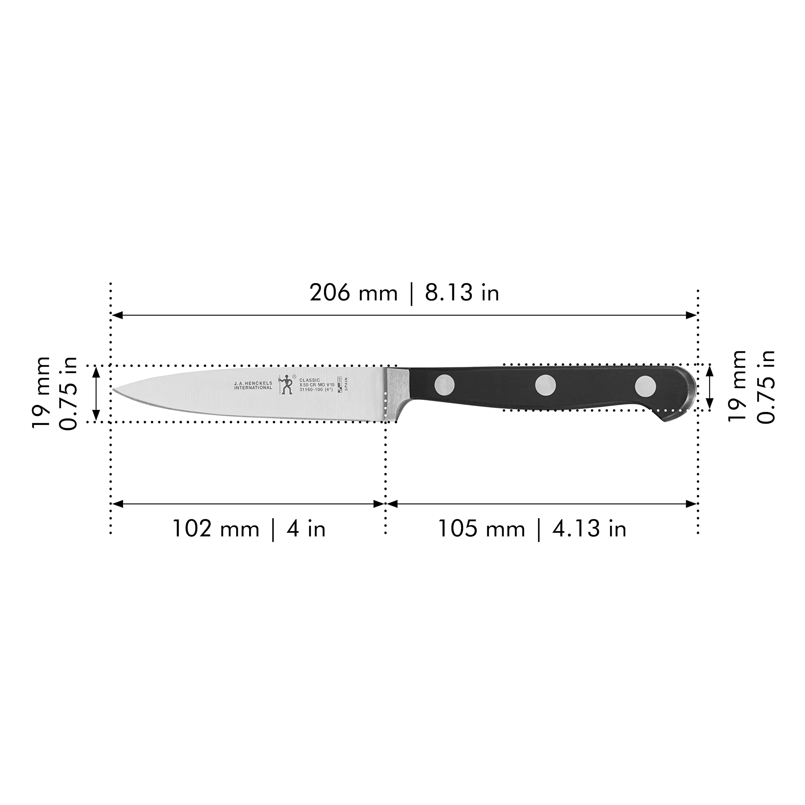 HENCKELS Classic Razor-Sharp 4-inch Paring Knife, German Engineered Informed by 100+ Years of Mastery, Stainless Steel