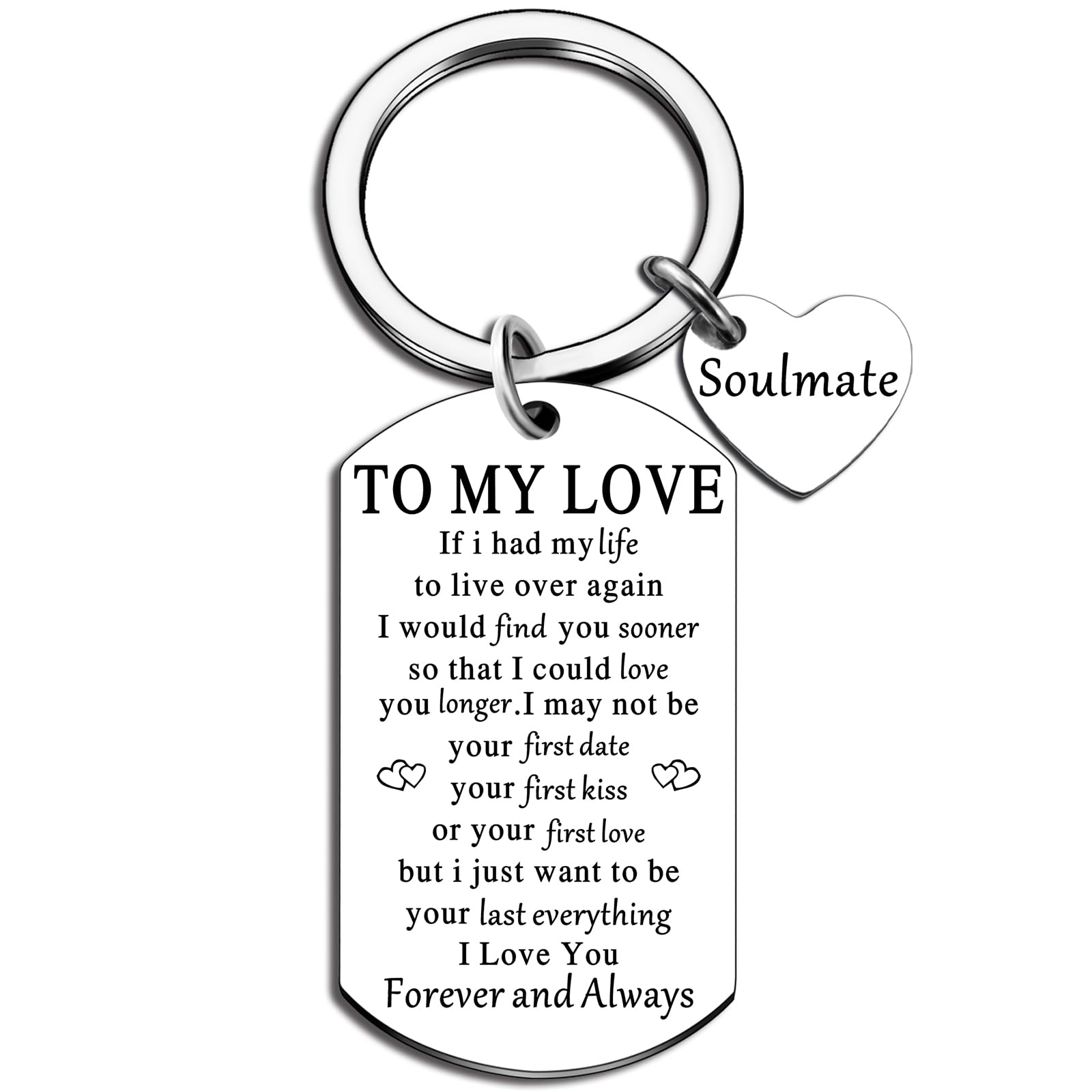 Gifts for Him Her Boyfriend Husband Girlfriend Wife Soulmate To My Love Keychain Romantic Anniversary I Love You Gifts Birthday Anniversary Christmas Valentines Day Gifts for Him Her