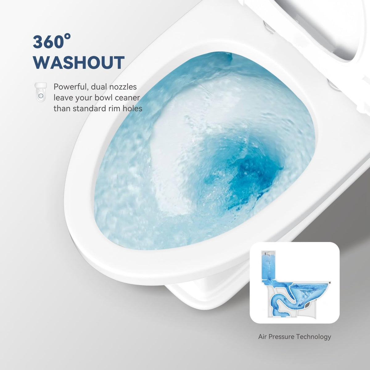 JINGZE Elongated Standard One Piece Toilet for Bathroom Comfort Height with Powerful Flush in White