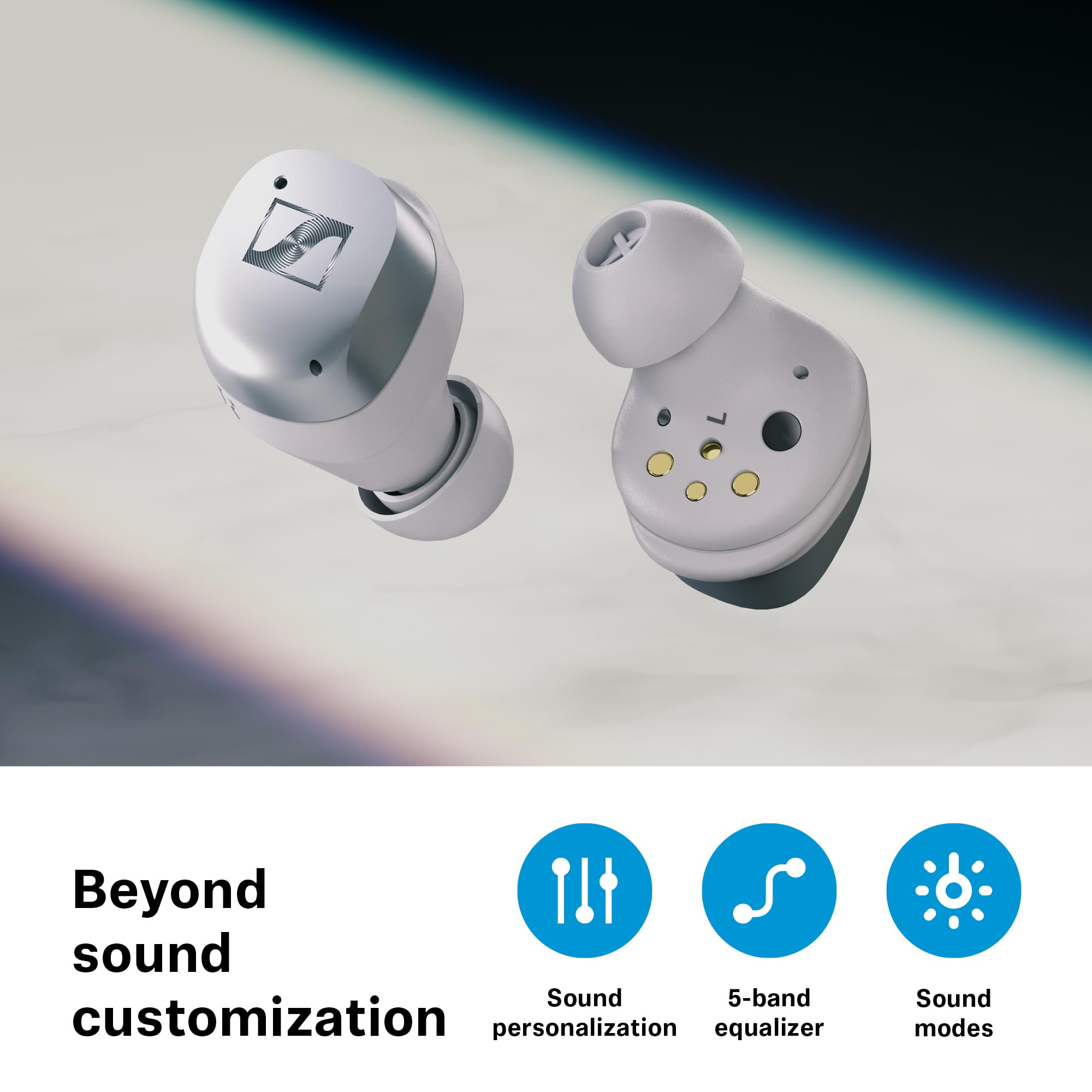 Sennheiser MOMENTUM True Wireless 4 Smart Earbuds with Bluetooth 5.4, Crystal-Clear Sound, Comfortable Design, 30-Hour Battery Life, Adaptive ANC, LE Audio and Auracast - White Silver