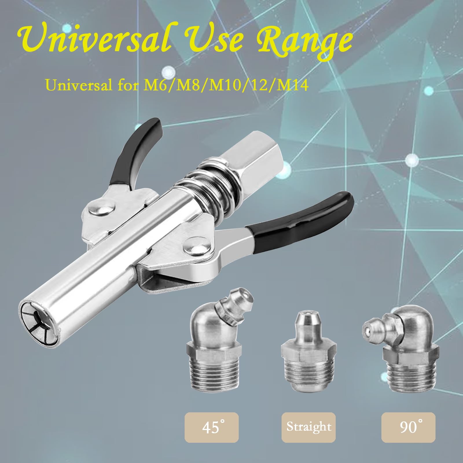 JRangelp Grease Gun Coupler, Dual Handle Design Grease Gun Coupler for Quick Locking and Release of Oil Gun and Connector