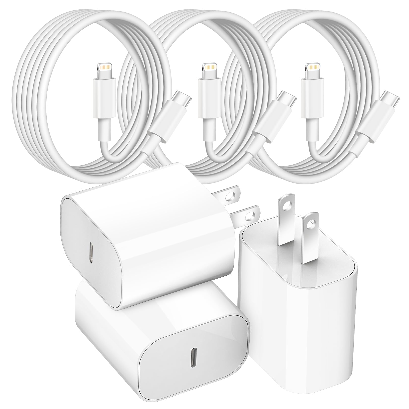 Fast iPhone Charger,iPhone Charger Fast Charging Block [Apple MFi Certified] 3Pack Fast Apple iPhone Charger Wall Power Adapter,10FT USB C to Lightning Cable for iPhone 14 ProMax/13/12/11/XR/X/SE,iPad