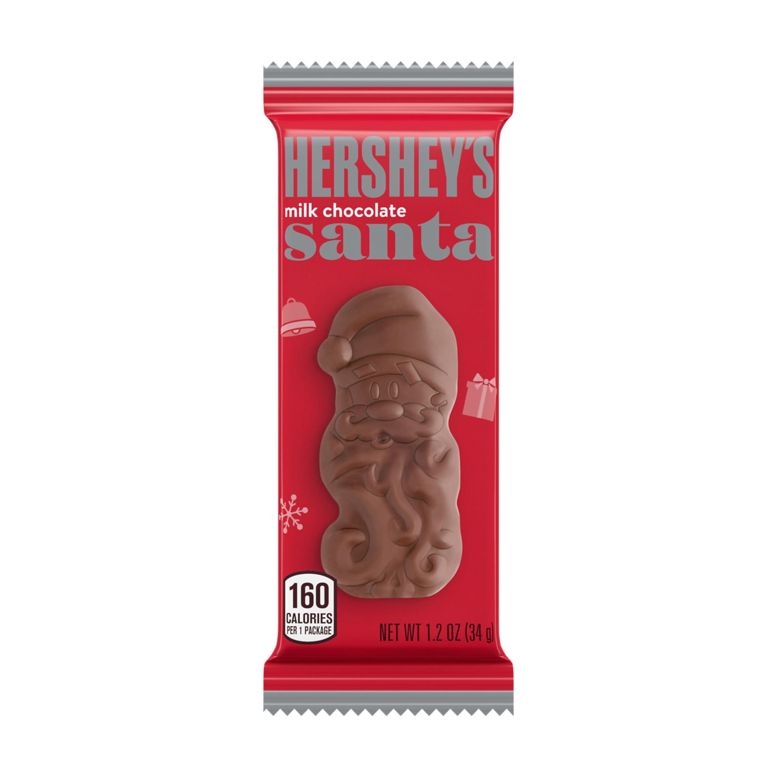 HERSHEY'S Milk Chocolate Santas, Christmas Candy Bars, 1.2 oz (36 Count)