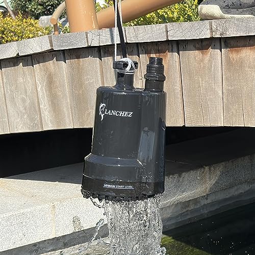 Lanchez 1/2 HP Portable Submersible Water Sump Pump Remove Water Level Down to Last-inch, 2301GPH Handy Utility Pump with 25FT Cord for Swimming Pool Garden Pond Basement Tub Pond Draining