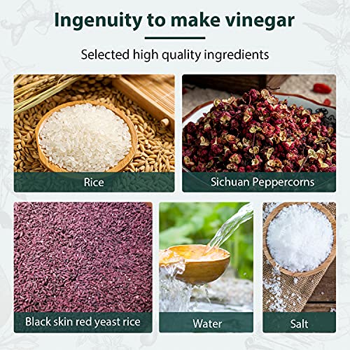Soeos Chinkiang Vinegar 16.9 fl oz (500ml), 3 Years Aged, Naturally Fermented, Mature Aged Black Vinegar, Chinese Black Vinegar, Zhenjiang Vinegar, Black Rice Vinegar, Black Vinegar Chinese.